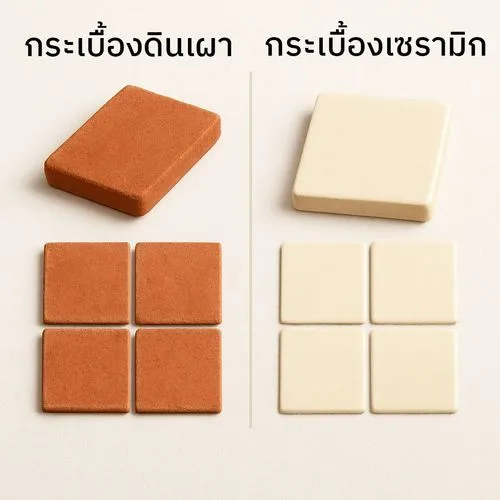 ความแตกต่างระหว่างกระเบื้องดินเผากับกระเบื้องเซรามิก